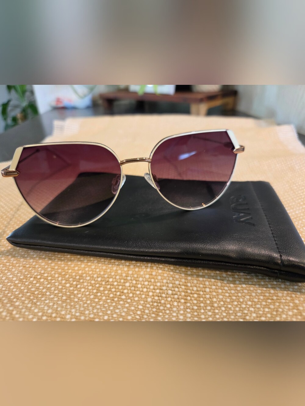 Quay Gold Frame Sunglasses with Purple Gradient Lenses